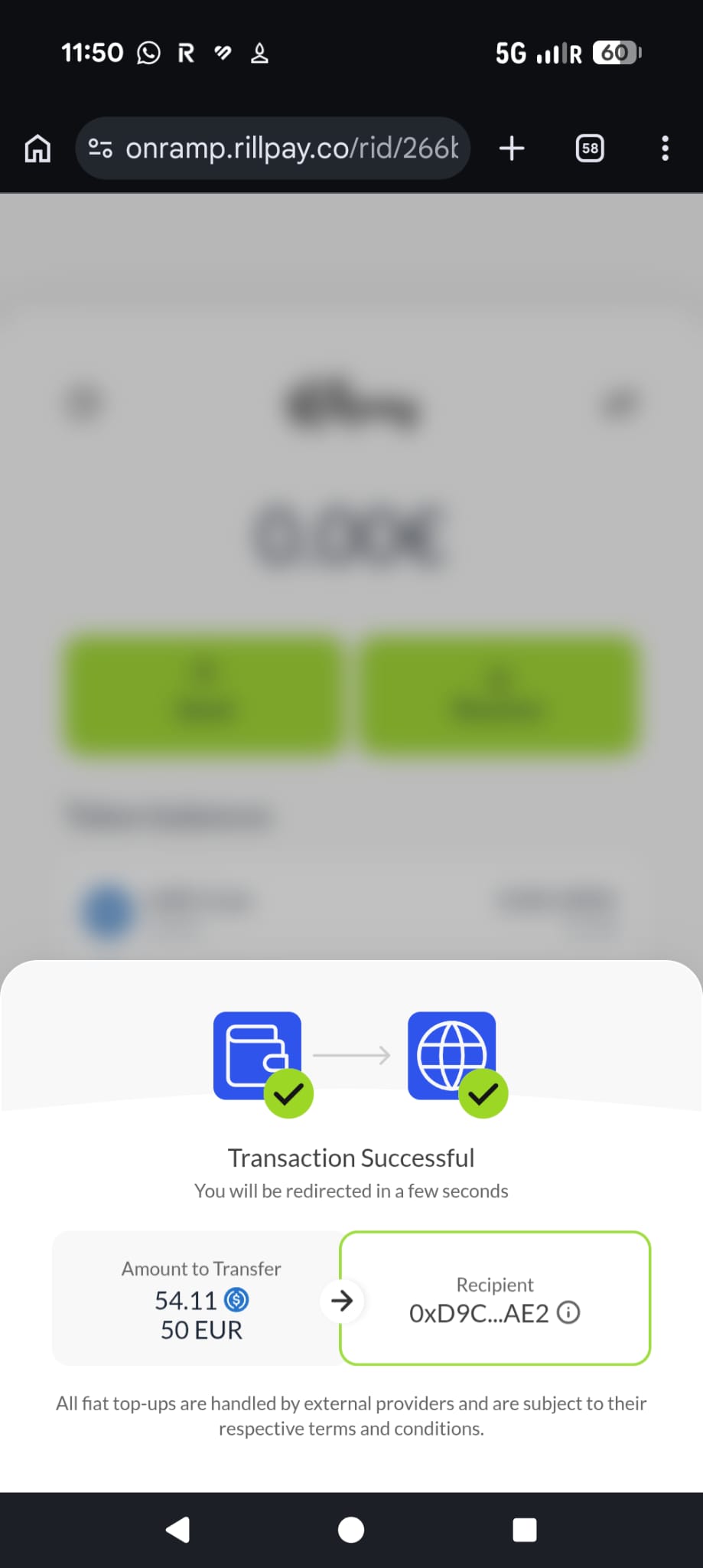 Transaction Successful melding