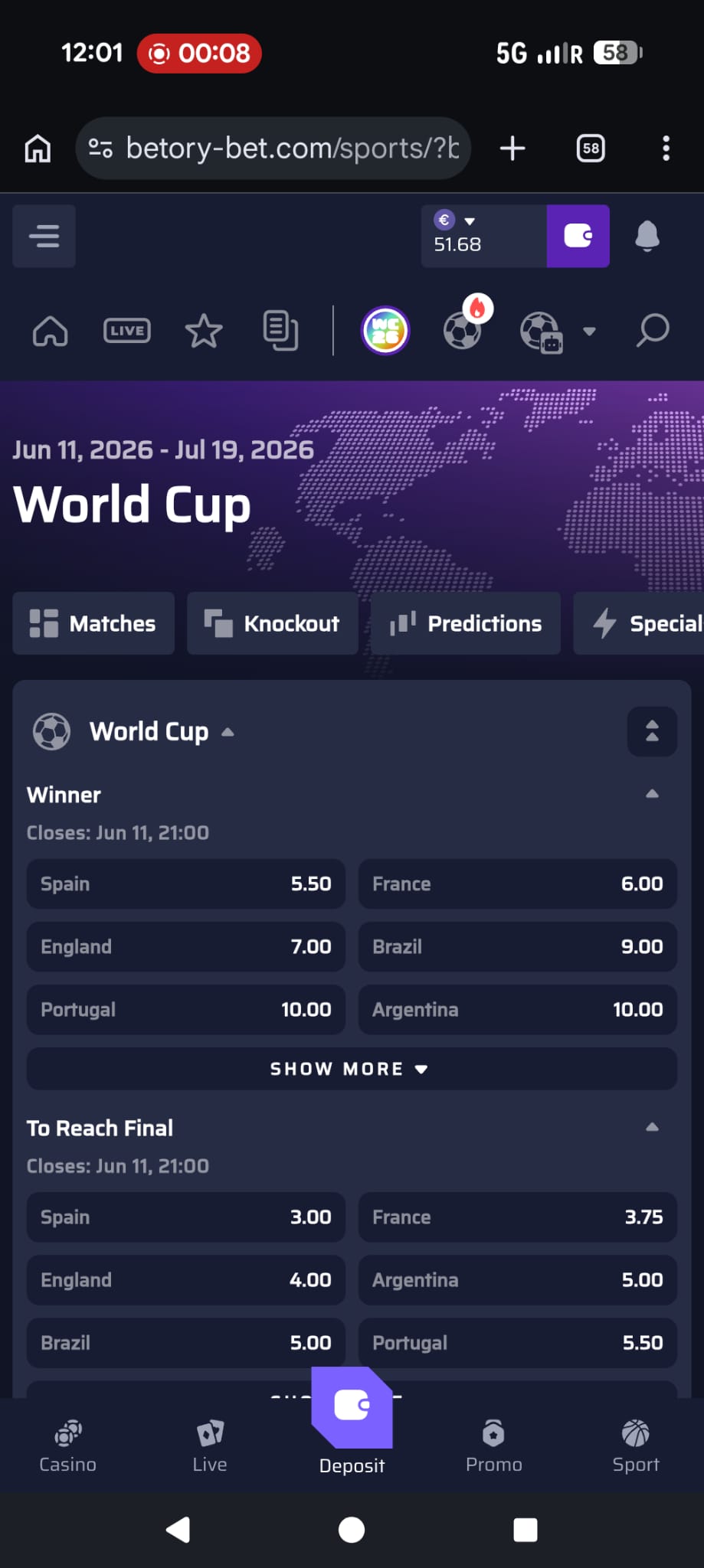 WK 2026 odds in het Betory sportsbook